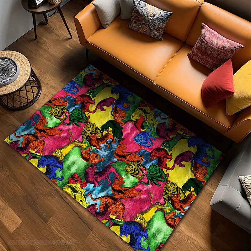 Pop Art Tiger Carpet Living Room Colorful Tie Dye Rug Designer Bedroom Decor Cartoon Jute Bottom Floor Mat Bedside Area Rugs
Pop Art Tiger Carpet Living Room Colorful Tie Dye Rug Designer Bedroom Decor Cartoon Jute Bottom Floor Mat Bedside Area Rugs