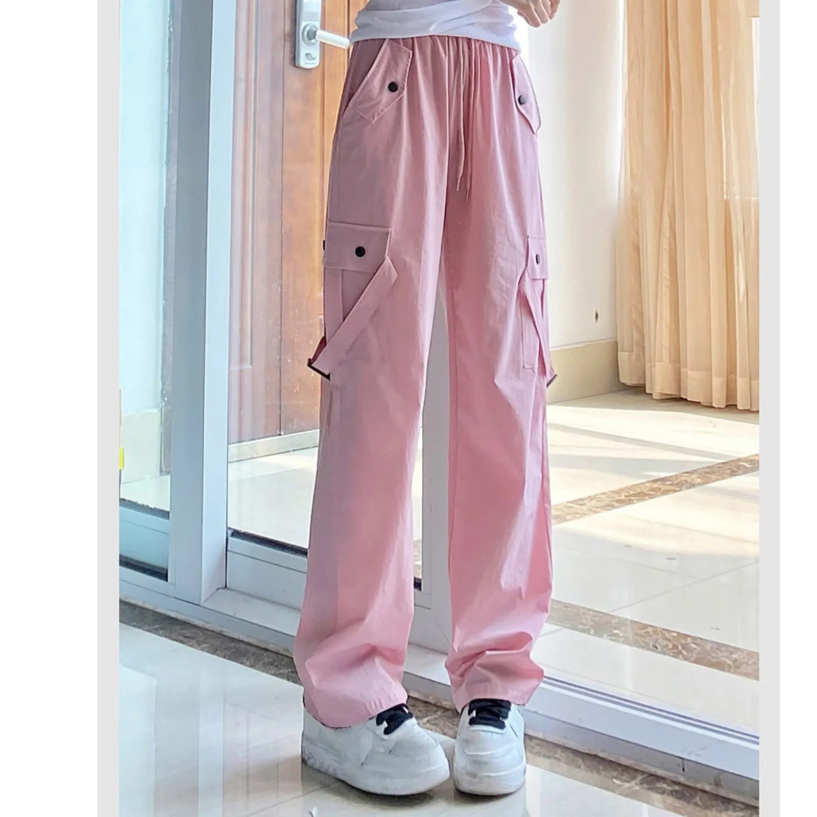 

Y2K Cargo Pants Women Streetwear Oversized Wide Leg Sweatpants Harajuku Big Pockets Joggers Bf High Waist Baggy Sports Trousers