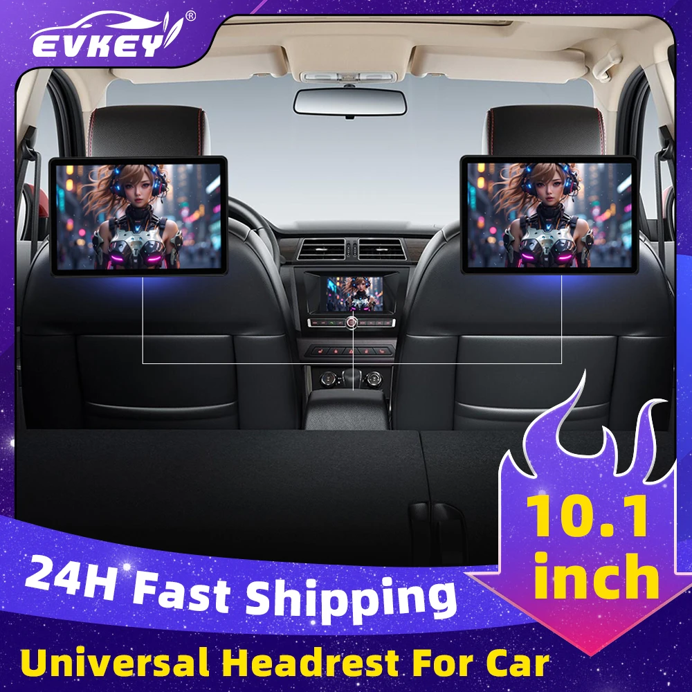 

EVKEY универсальный монитор подголовника дисплей Android 12 10,1 дюймов IPS Mirror Link планшет сенсорный экран для автомобильного заднего сиденья видео плеер