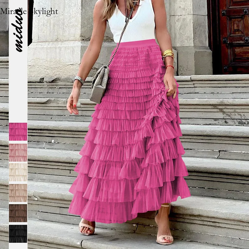New French Long ElEgant Autumn TemperamenT Solid ColorHigH Waisted Mesh Cake SkirtFluFFy Half Skirt For women summer dress юбка
New French Long ElEgant Autumn TemperamenT Solid ColorHigH Waisted Mesh Cake SkirtFluFFy Half Skirt For women summer dress юбка