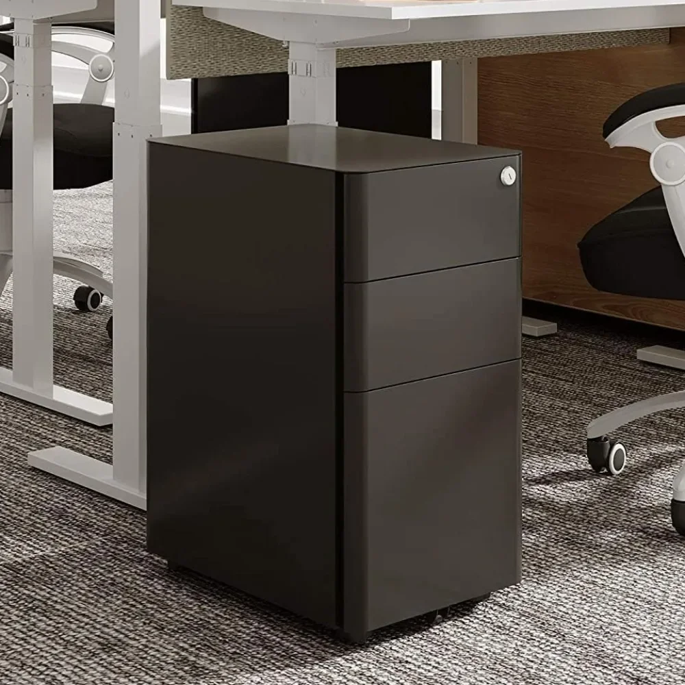 

Vertical Filing Cabinet Fully Assembled Except Casters 3-Drawer Slim File Cabinet Black Cabinets Pc Storage Furniture Office