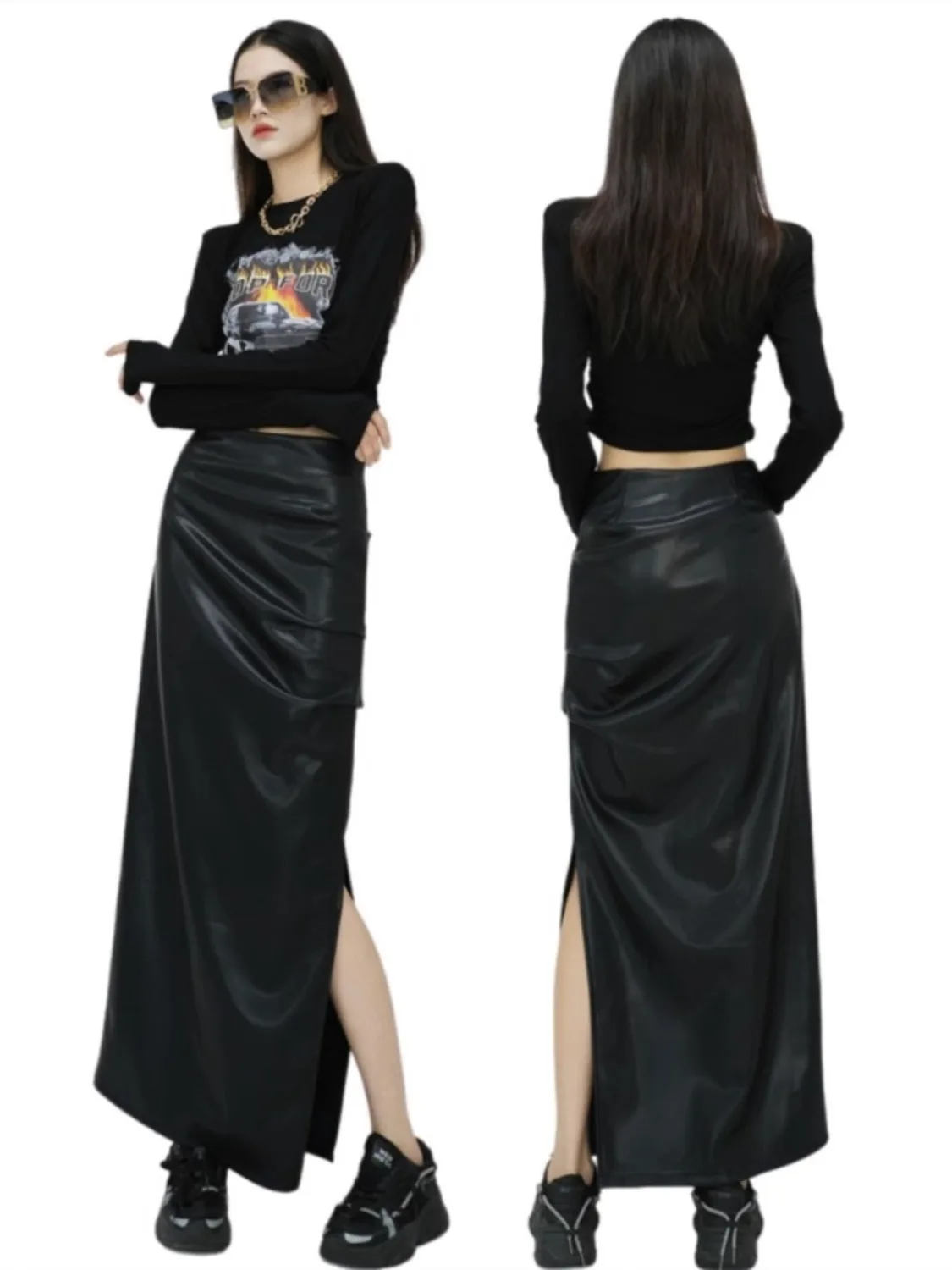 Autumn Winter Faux Leather Women's Pleated Long Skirts 2024 New Fashionable Slim Split High Waist A-Line Pu Female N90
Autumn Winter Faux Leather Women's Pleated Long Skirts 2024 New Fashionable Slim Split High Waist A-Line Pu Female N90
