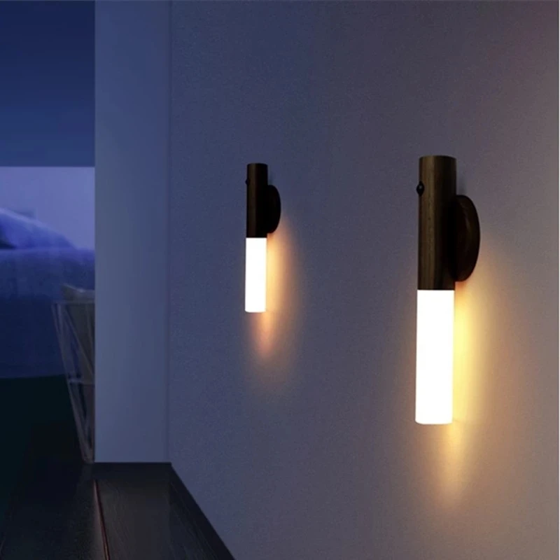 Wooden LED Night Light USB Rechargeable Wall Lamp Motion Sensor Bedside Light For Stairs Path Toilet Lighting With magnetic Base 
Wooden LED Night Light USB Rechargeable Wall Lamp Motion Sensor Bedside Light For Stairs Path Toilet Lighting With magnetic Base