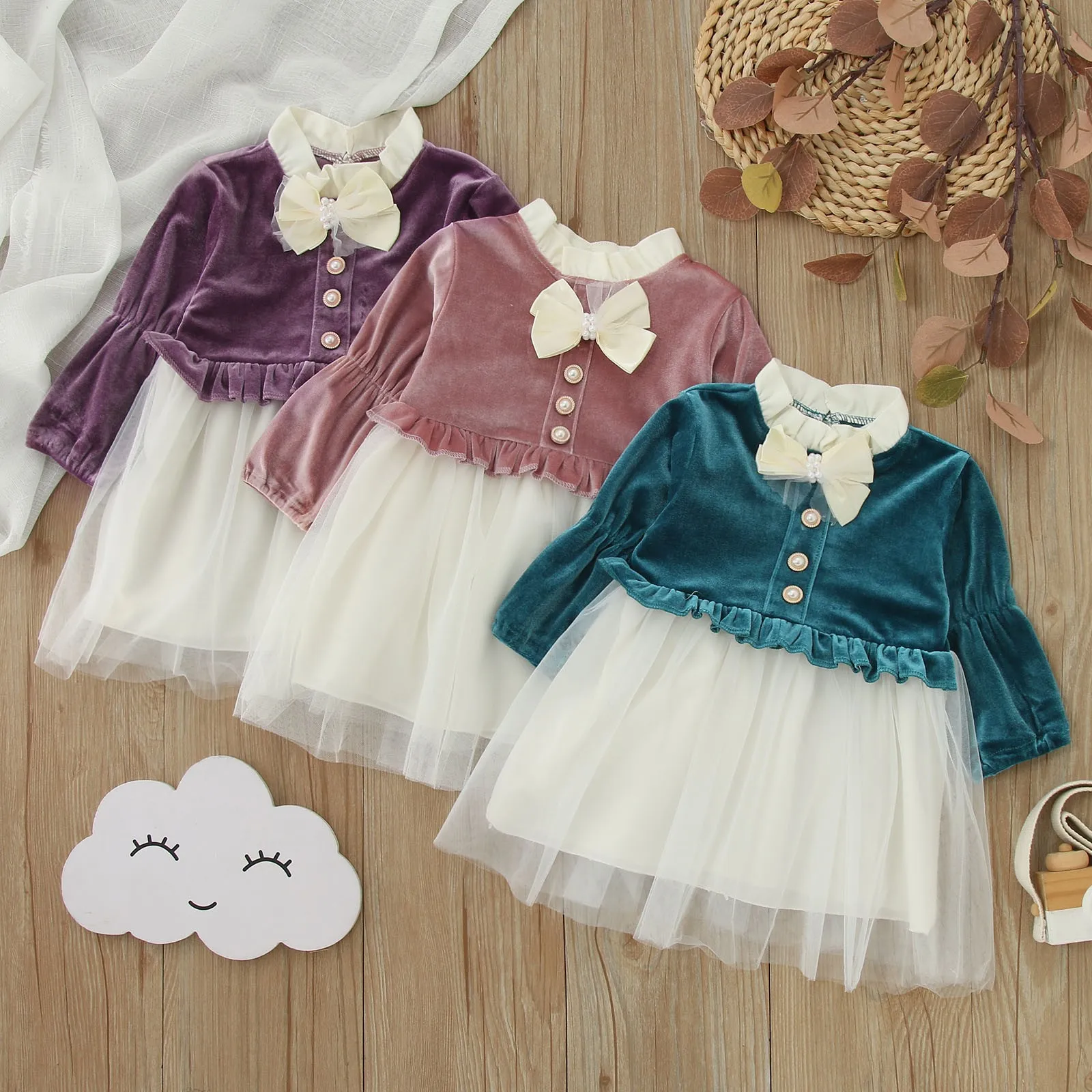 Girls Clothing Dress Autumn New Girls Dress Long Sleeve Velvet Stitching Mesh Bowknot Princess Christmas Party Birthday Dress
Girls Clothing Dress Autumn New Girls Dress Long Sleeve Velvet Stitching Mesh Bowknot Princess Christmas Party Birthday Dress