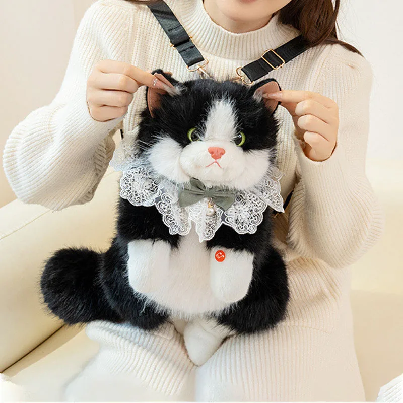 Cute Realistic Ragdoll Backpacks Women Bow Cat Plush Bags Small Capacity Daypacks Lolita Cartoon Personalized Gifts for Girls Cute Realistic Ragdoll Backpacks Women Bow Cat Plush Bags Small Capacity Daypacks Lolita Cartoon Personalized Gifts for Girls