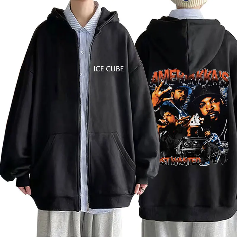 Best Famous Rapper Ice Cube Amerikkka's Most Wanted Print Zipper Hoodie Men Oversized Clothes Men Hip Hop Vintage Zip Up Jacket
Best Famous Rapper Ice Cube Amerikkka's Most Wanted Print Zipper Hoodie Men Oversized Clothes Men Hip Hop Vintage Zip Up Jacket