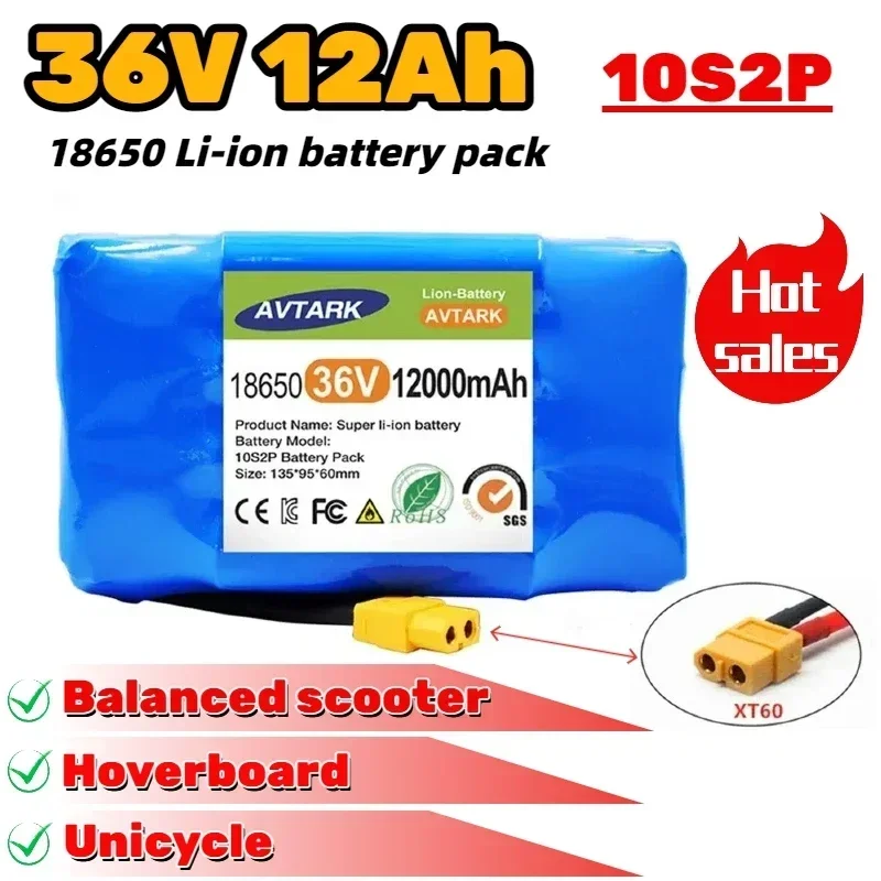 

Original 36V Battery pack 12000mAh 12Ah Rechargeable Lithium ion battery for Electric self balancing Scooter HoverBoard unicycle