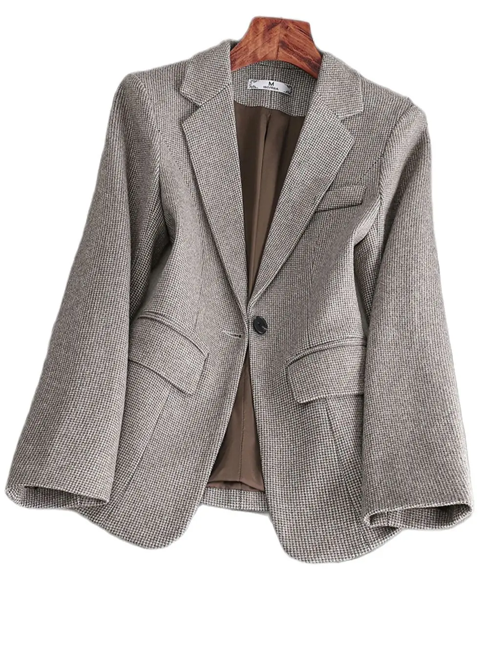 Women's Blazer Grey Coffee Grid Pattern Long Sleeve Single Button Slim Jacket Ladies Casual Top Working Female Clothing Wear
Women's Blazer Grey Coffee Grid Pattern Long Sleeve Single Button Slim Jacket Ladies Casual Top Working Female Clothing Wear