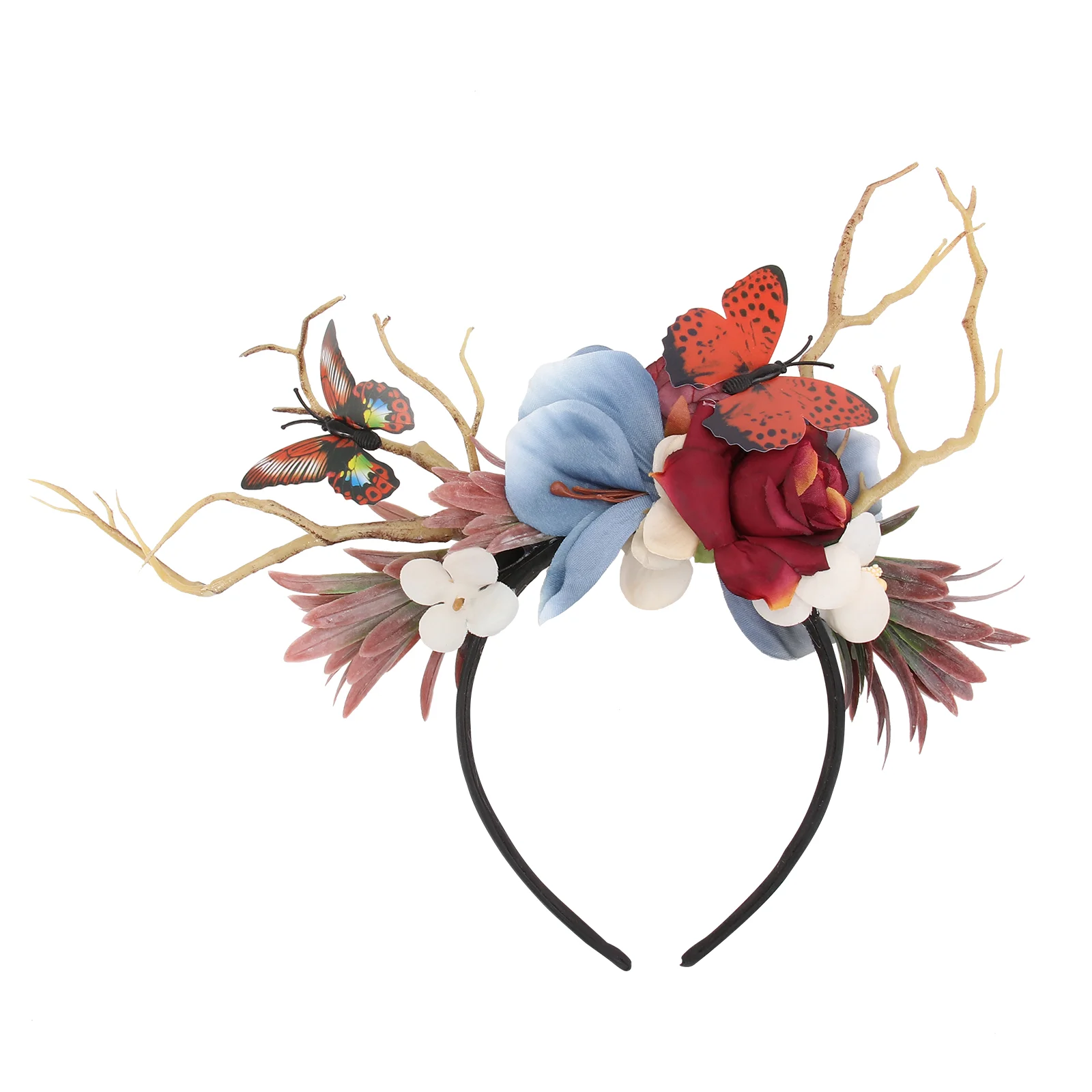 

1PC Headband Simulation Branch Flowers Antlers Headband for Christmas Party (Random Style)