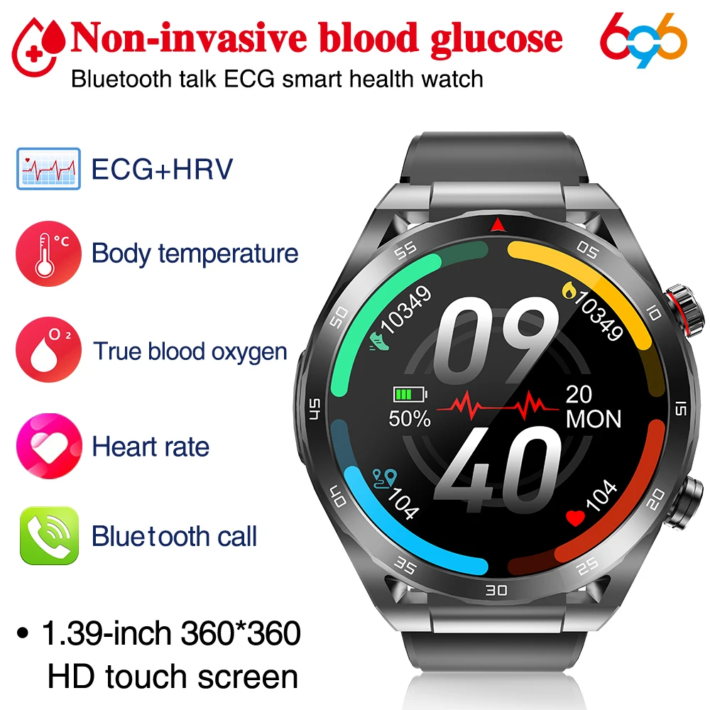 

New Men Women 1.39" ECG Health Smart Watch Blue Tooth Call HRV Blood Sugar Bracelet Body Temperature Sport Oldster Smartwatch