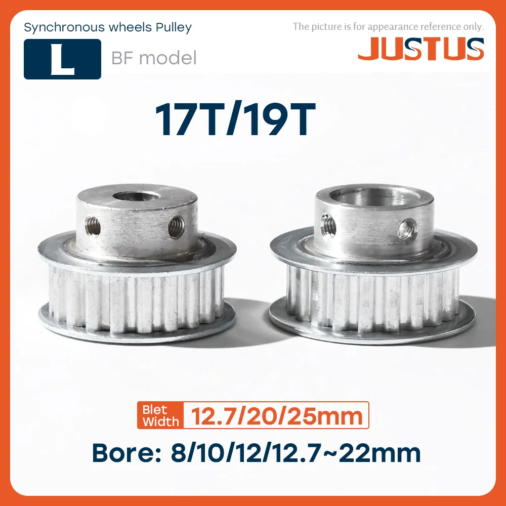 

L Type Synchronous Pulley 17T/19Teeth Bore 8~22mm Teeth Pitch 9.525 mm Slot Width 14/21/27 mm For 12.7/20/25mm L Timing Belt