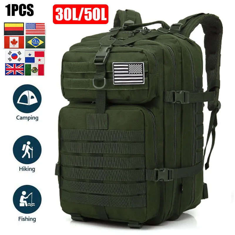 

30L/50L Outdoor Hiking Backpacks Hiking Army Bag Backpack Mountaineering New Portable MOLLE 3P Tactical Pack Travel Bag