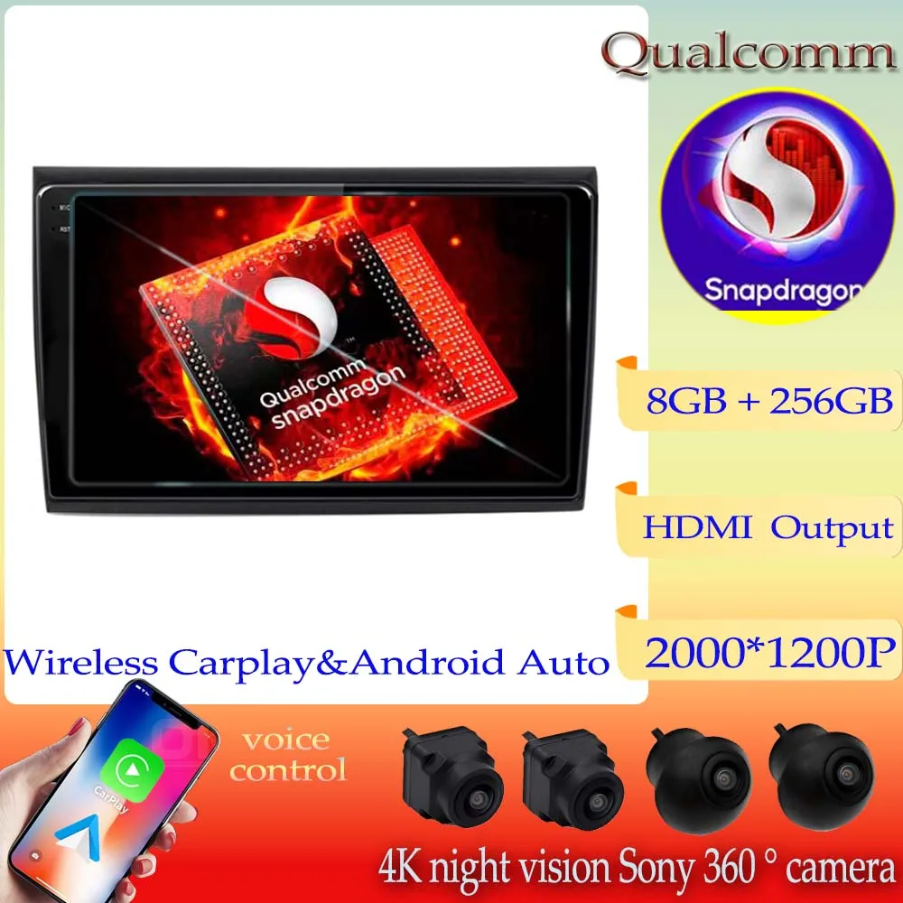 

Qualcomm Snapdragon Android13 Car Dvd Multimedia Player For Fiat Bravo 2007-2012 Stereo Head Unit GPS Navigation Radio NO 2DIN