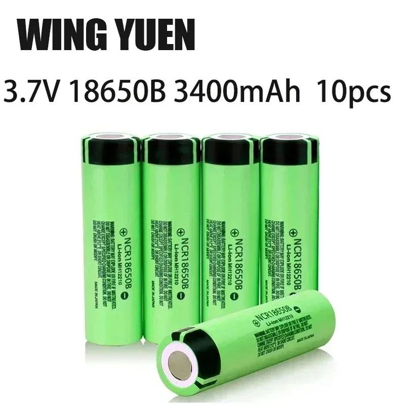 

100% original 18650 battery 3.7V ncr18650b lithium 3400mah for 10A flashlight battery and 10pcs rechargeable battery