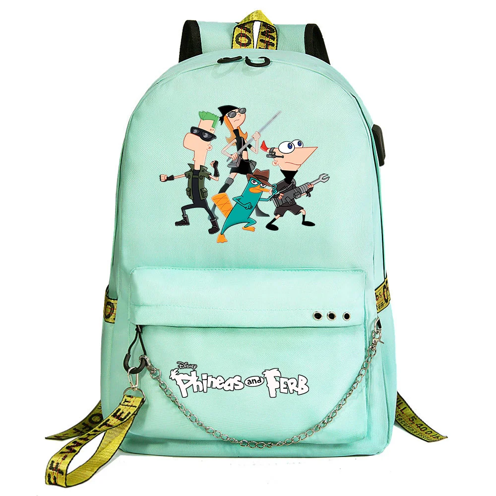 Disney Phineas And Ferb USB Backpack School Bag Laptop Rucksack Women Men Backbag Travel Daypacks Chain Backpack Mochilas
Disney Phineas And Ferb USB Backpack School Bag Laptop Rucksack Women Men Backbag Travel Daypacks Chain Backpack Mochilas