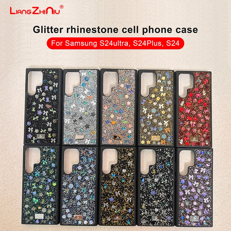 

For Samsung S24ultra Glitter Phone Case Full Rhinestone Rhinestone Full Wrap Silicone Bezel Luxury Fashion Galaxy S24 Phone Case