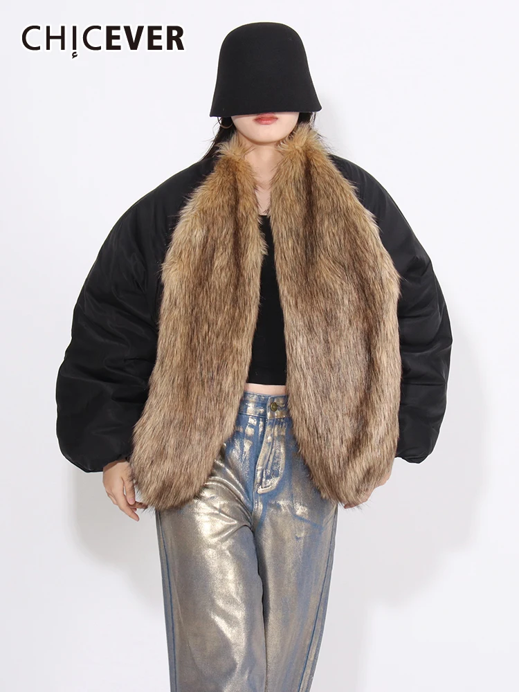 CHICEVER Casual Loose Parka For Women Fur Collar Long Sleeve Vintage Colorblock Chic Parkas Female Winter Fashion Clothing New
CHICEVER Casual Loose Parka For Women Fur Collar Long Sleeve Vintage Colorblock Chic Parkas Female Winter Fashion Clothing New