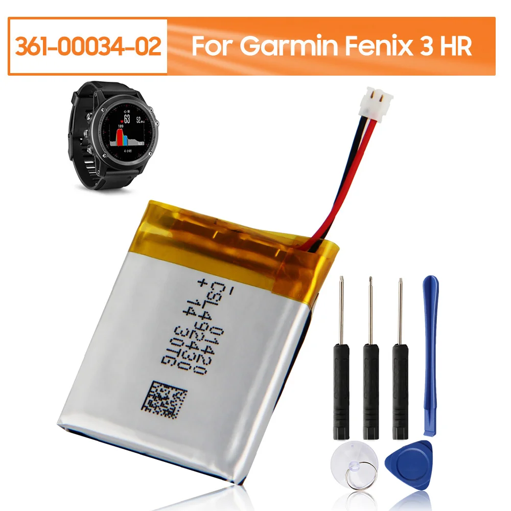 

Сменный аккумулятор для часов 361-00034-02 для Garmin Fenix 3 Fenix3 F3 HR GPS Sports Watch 290 мАч
