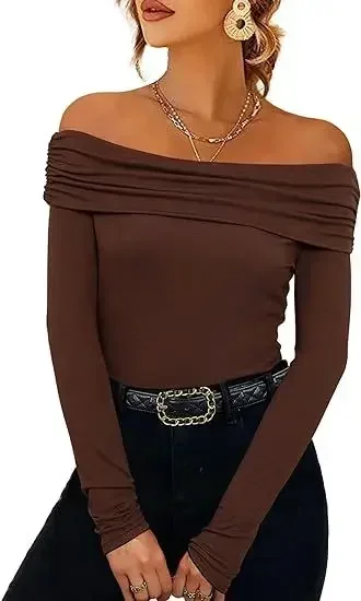 The 2023 new style womens sexy off-the-shoulder t-shirt slim long sleeves GRAY22
The 2023 new style womens sexy off-the-shoulder t-shirt slim long sleeves GRAY22