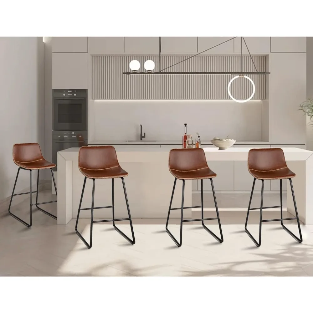 Bar Stools Set of 4,Faux Leather Counter Height Bar Stools,26" Bar Chairs with Back,Modern Counter Stool for Kitchen Island
Bar Stools Set of 4,Faux Leather Counter Height Bar Stools,26" Bar Chairs with Back,Modern Counter Stool for Kitchen Island