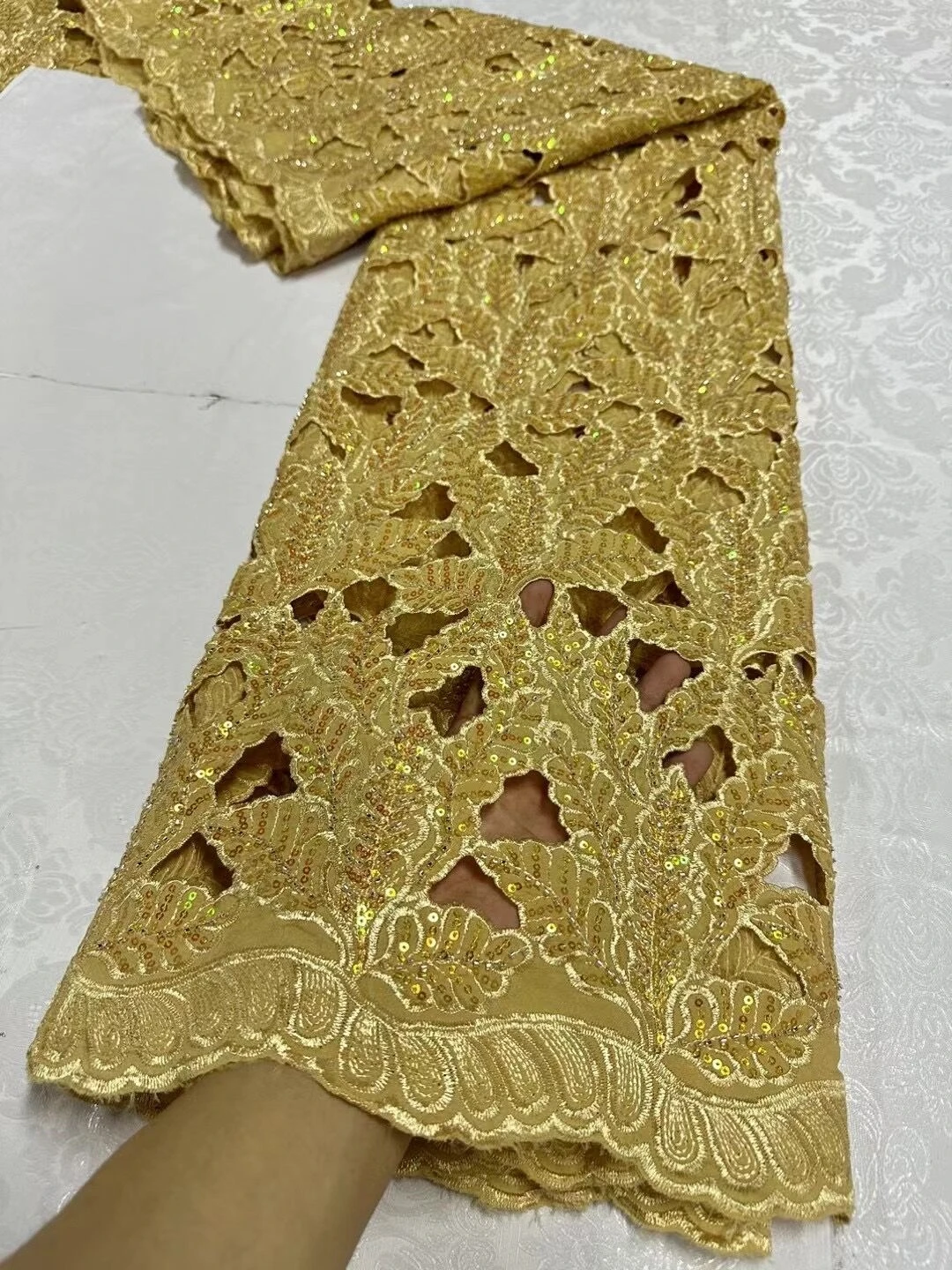 

Высококачественная африканская нигерийская кружевная ткань, хлопковый Тюль с вышивкой, платье для свадебной вечеринки, гипюровые блестки, шифон, 5 ярдов JL363
