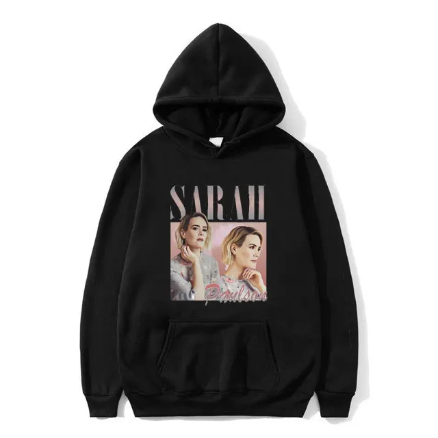 

Sarah Paulson Graphic Hoodie Men's Casual Fleece Cotton Sweatshirt Men Women Hip Hop Oversized Hoodies Male 90s Vintage Pullover