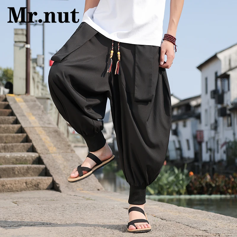 

Mr.nut Hip Hop Ice Silk Loose Harem Pants Men's Stylish Clothing Oversize Wide Leg Lantern Pants Unisex Baggy Trousers Joggers