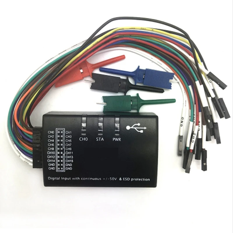 USB Logic 100Mhz 16Ch Logic Analyzer Black Logic Analyzer Plastic Logic Analyzer For ARM FPGA H2-002
USB Logic 100Mhz 16Ch Logic Analyzer Black Logic Analyzer Plastic Logic Analyzer For ARM FPGA H2-002