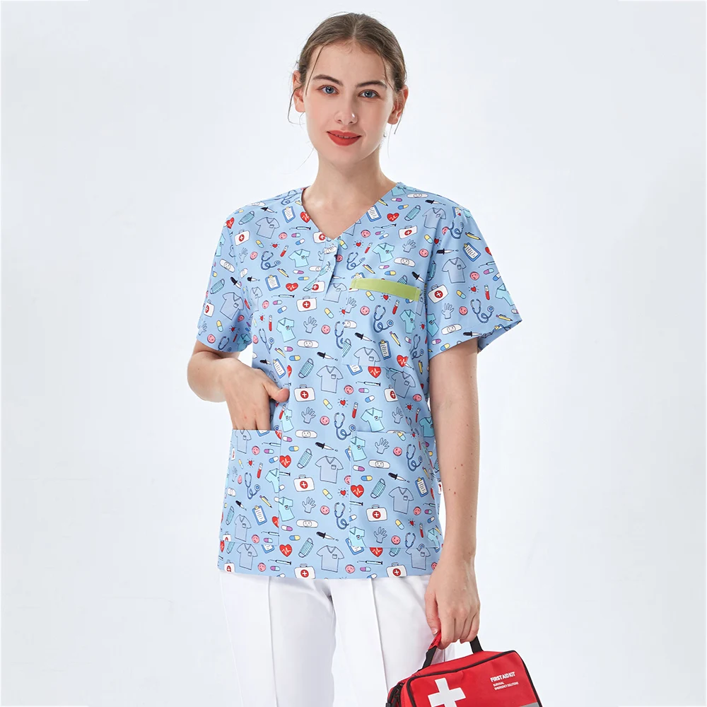 

Women's Nurse Medical Scrubs Top Pant Uniform Set Veterinary Essentials Camiseta Uniforme Enfermera Vet Workwear G-YHSY-01