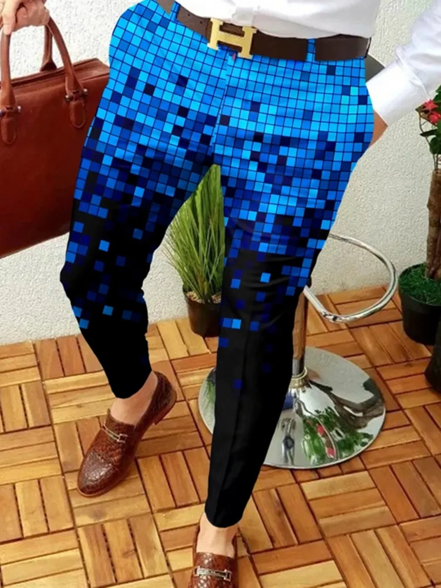 Spring Autumn Fashion Men Casual Business Mid Waist Zipper Suit Trousers Cube lattice Pattern Print Straight Long Pants Mens Str
Spring Autumn Fashion Men Casual Business Mid Waist Zipper Suit Trousers Cube lattice Pattern Print Straight Long Pants Mens Str