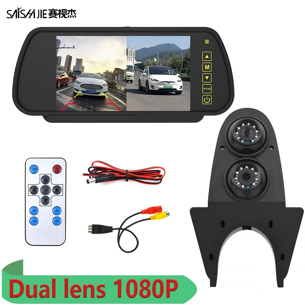 

1080P Vehicle Rear View Dual Lens Night Vision camera with 7"monitor kit for Mercedes Benz Sprinter VW Crafter van backup system