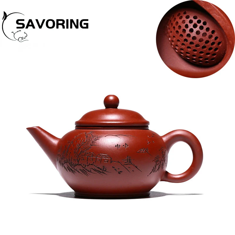 

190ml Master Handmade Tea Pot Authentic Yixing Purple Clay Teapot Raw Ore Dahongpao Mud Ball Hole Kettle Chinese Zisha Tea Set
