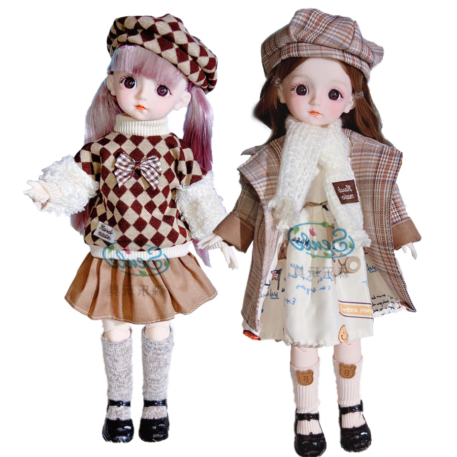 

Cute BJD Dolls and Clothes with Multiple Movable Joints 30cm 1/6 3D Eye Doll Girls DIY Dress Up Kids Birthday Gift Toys
