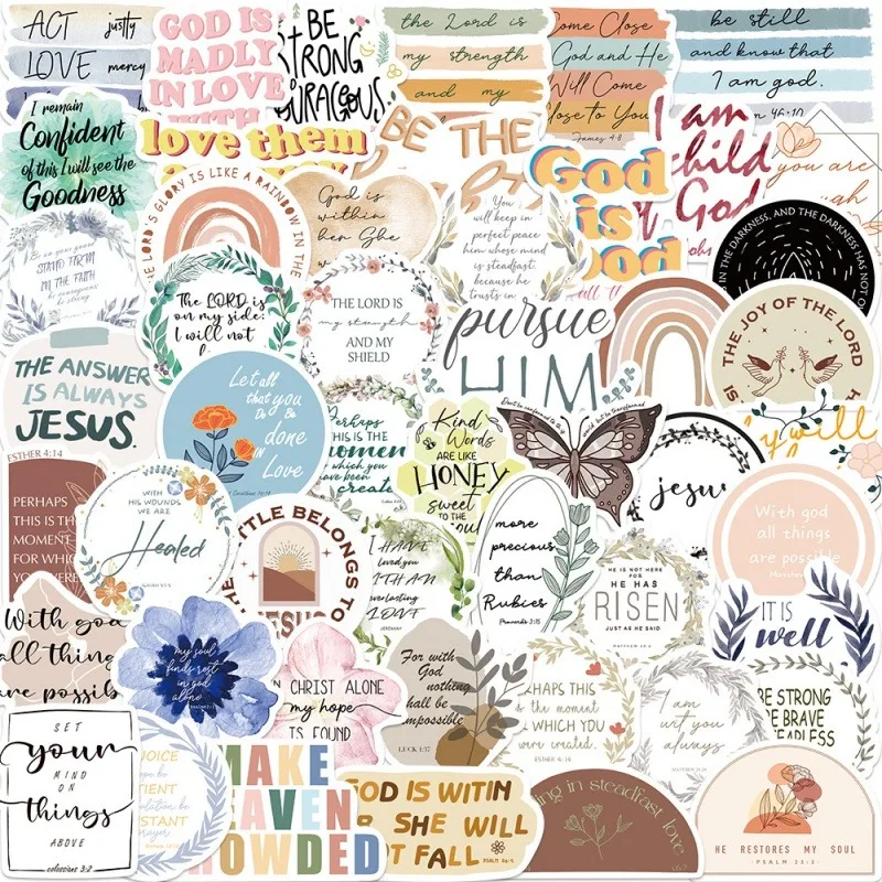 50 Pcs/Set Jesus Phrases Stickers, Aesthetic Vinyl Bible Saying Stickers Decals, Stickers For Laptop, Water Bottle, Car, Helmet
50 Pcs/Set Jesus Phrases Stickers, Aesthetic Vinyl Bible Saying Stickers Decals, Stickers For Laptop, Water Bottle, Car, Helmet