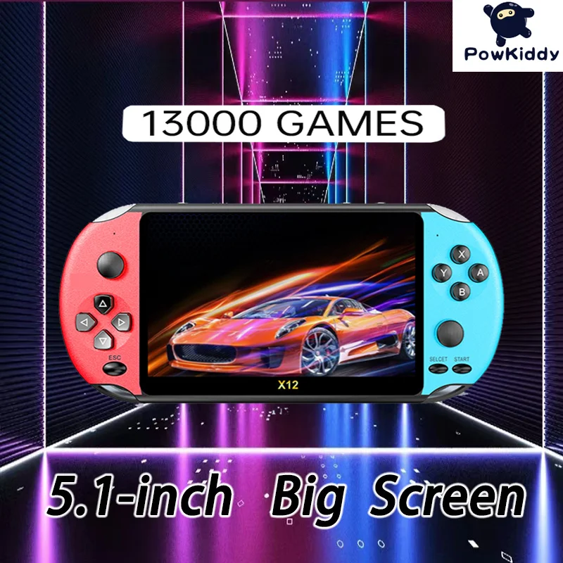 

POWKIDDY New X12 Retro Handheld Video Game Console Boy Kids Gift Toys 5.1 Inch Screen 13000 Classic Games Portable Game Players