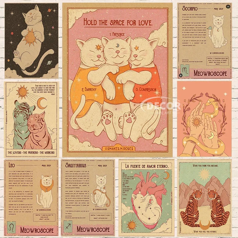 Constellation Nursery Wall Art Kraft Paper Poster Tarot Card Astrology Boho Zodiac Cat Print Painting Room Home Decor Picture
Constellation Nursery Wall Art Kraft Paper Poster Tarot Card Astrology Boho Zodiac Cat Print Painting Room Home Decor Picture
