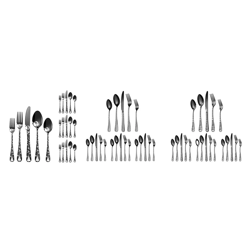 Black Silverware Set,20 Piece Stainless Steel Flatware Set For 4, Knifes And Spoons And Forks Set,For Restaurant
Black Silverware Set,20 Piece Stainless Steel Flatware Set For 4, Knifes And Spoons And Forks Set,For Restaurant