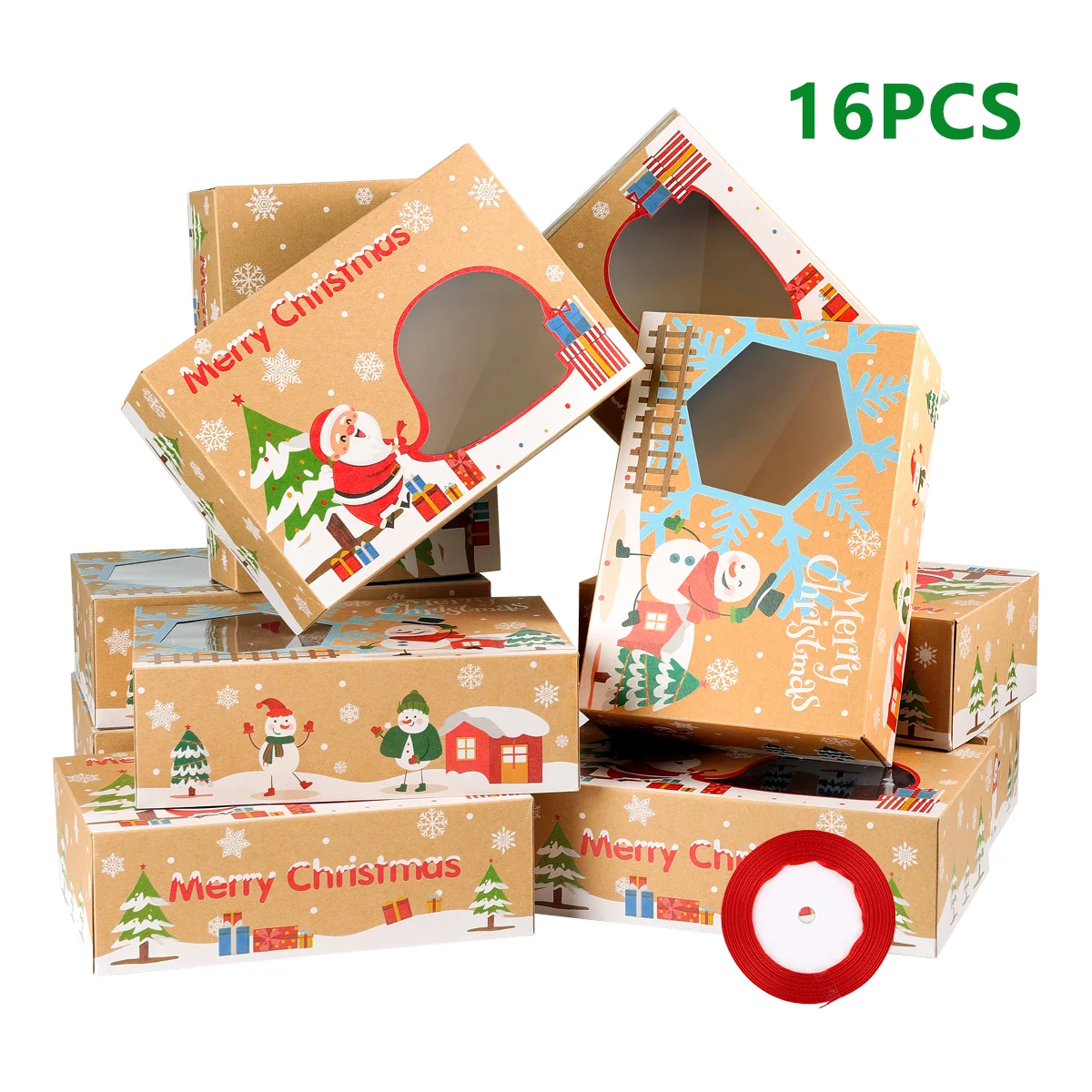 16pcs Christmas Cookie Gift Boxes with Window Bakery Boxes Kraft Paper Christmas Candy Treat Boxes Party Favor Boxes with 22m
16pcs Christmas Cookie Gift Boxes with Window Bakery Boxes Kraft Paper Christmas Candy Treat Boxes Party Favor Boxes with 22m