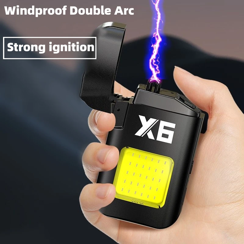 Metal Multi-function Strong Light Windproof Dual Arc Electronic Lighter Outdoor Work Mini Size Portable Lighter Creative Gift
Metal Multi-function Strong Light Windproof Dual Arc Electronic Lighter Outdoor Work Mini Size Portable Lighter Creative Gift