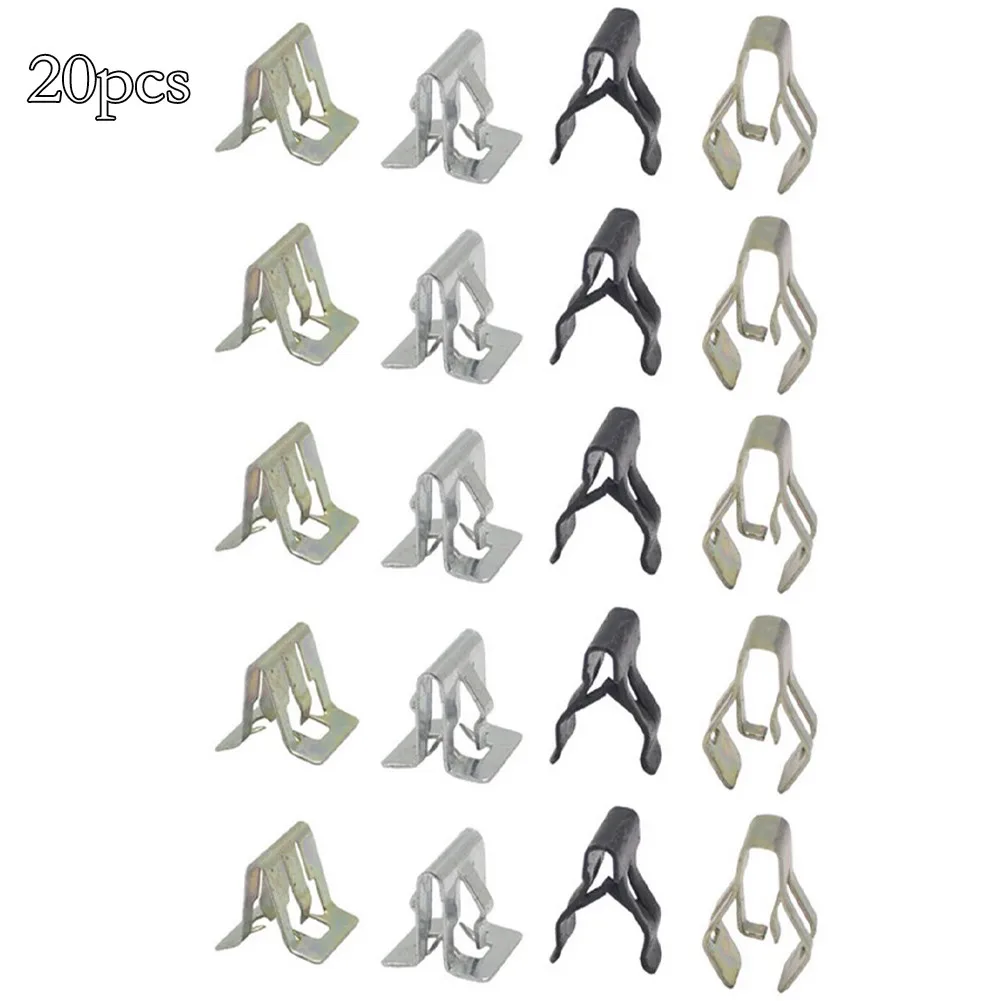 

20Pcs Metal Retainer Clip Universal Car Front Console Dash Dashboard Trim Fastener Clips Rivet Buckle 4 Sizes Car Accessories