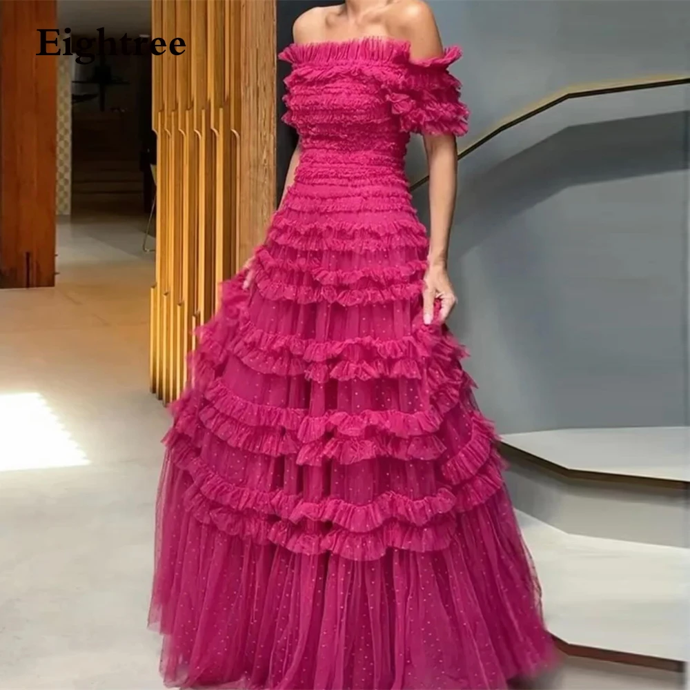Eightree Fuschia Tulle Ruched A Line Club Night Prom Dresses Women Off Shoulder Custom Evening Gowns Dot Net Formal Party Dress 
Eightree Fuschia Tulle Ruched A Line Club Night Prom Dresses Women Off Shoulder Custom Evening Gowns Dot Net Formal Party Dress