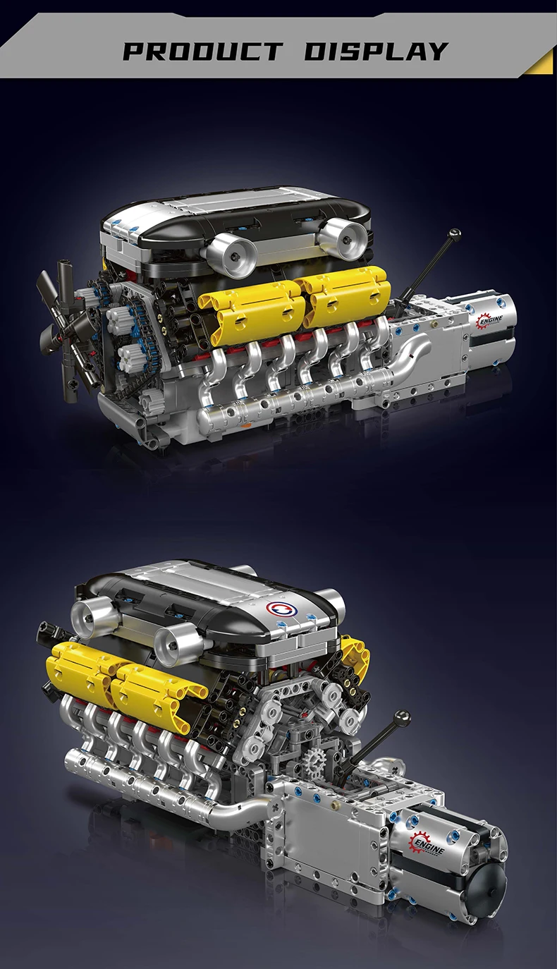 MOULD KING High-Tech Supercar W16 Engine Building Blocks Technology Electric V8 Inline Petrol Engine Model Display Toy Sets MOULD KING High-Tech Supercar W16 Engine Building Blocks Technology Electric V8 Inline Petrol Engine Model Display Toy Sets