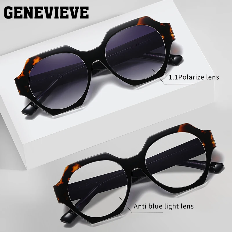 Солнечные очки GENEVIEVE с индивидуальным геометрическим дизайном, поляризационные солнцезащитные очки по рецепту, с защитой от синего света, фотохромные S26106
Солнечные очки GENEVIEVE с индивидуальным геометрическим дизайном, поляризационные солнцезащитные очки по рецепту, с защитой от синего света, фотохромные S26106