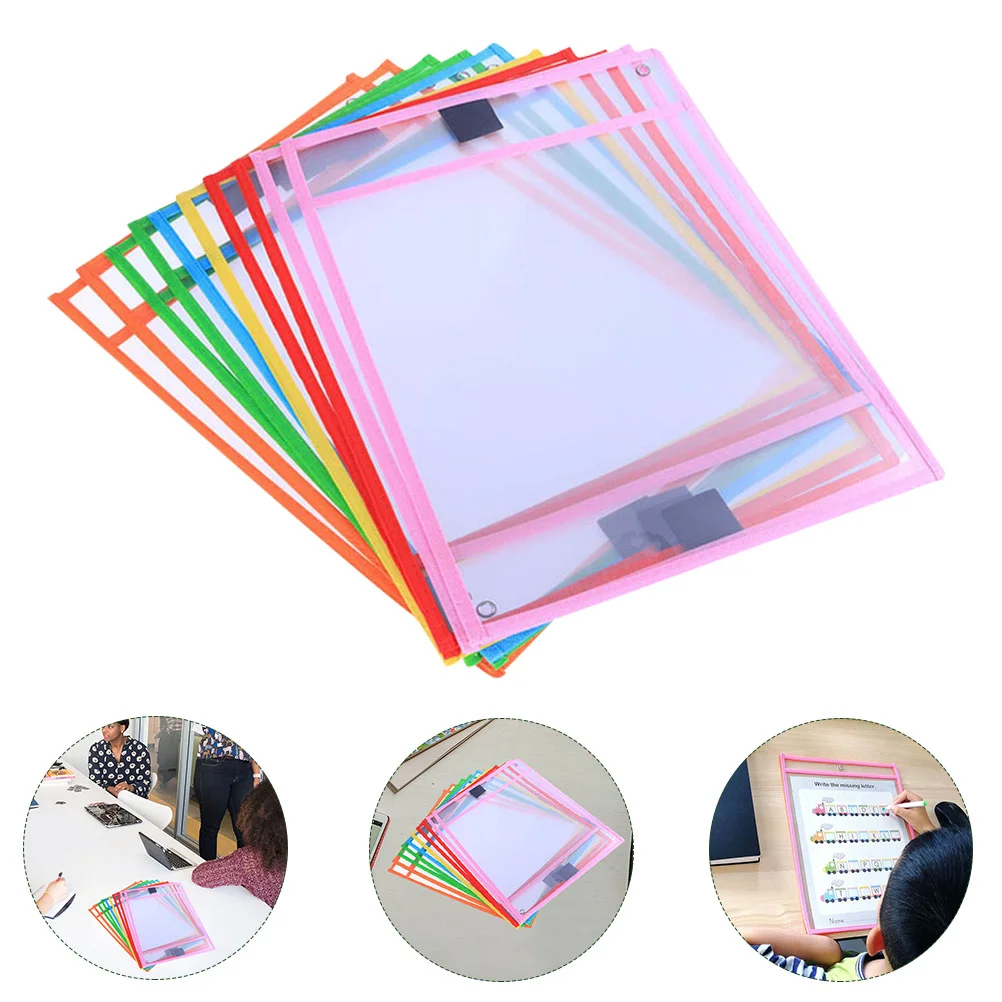 

8 Pcs Erasable File Bag Multipurpose Pockets PVC Dry Erase Holder Storage Bags Office Child