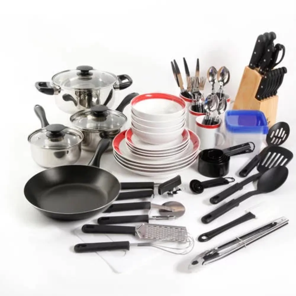 

Kitchen In A Box 83-Piece Combo Set For Kitchen Gadget and Accessories Red Kichens Items Gadgets Novel Cookware Practical Tools