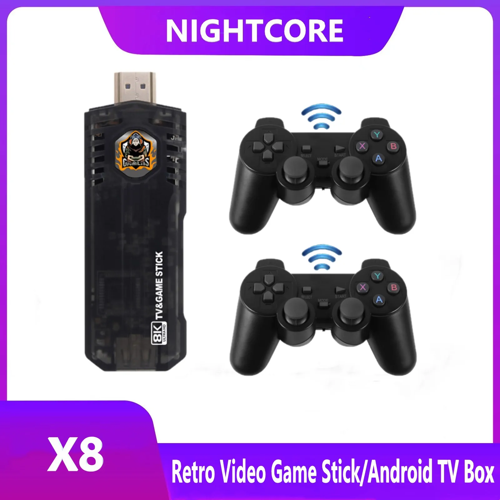 NIGHTCORE X8 4K Game Stick Retro Video Game Console Android TV Box Dual System HD Output Wireless Controller M8 Updated
NIGHTCORE X8 4K Game Stick Retro Video Game Console Android TV Box Dual System HD Output Wireless Controller M8 Updated