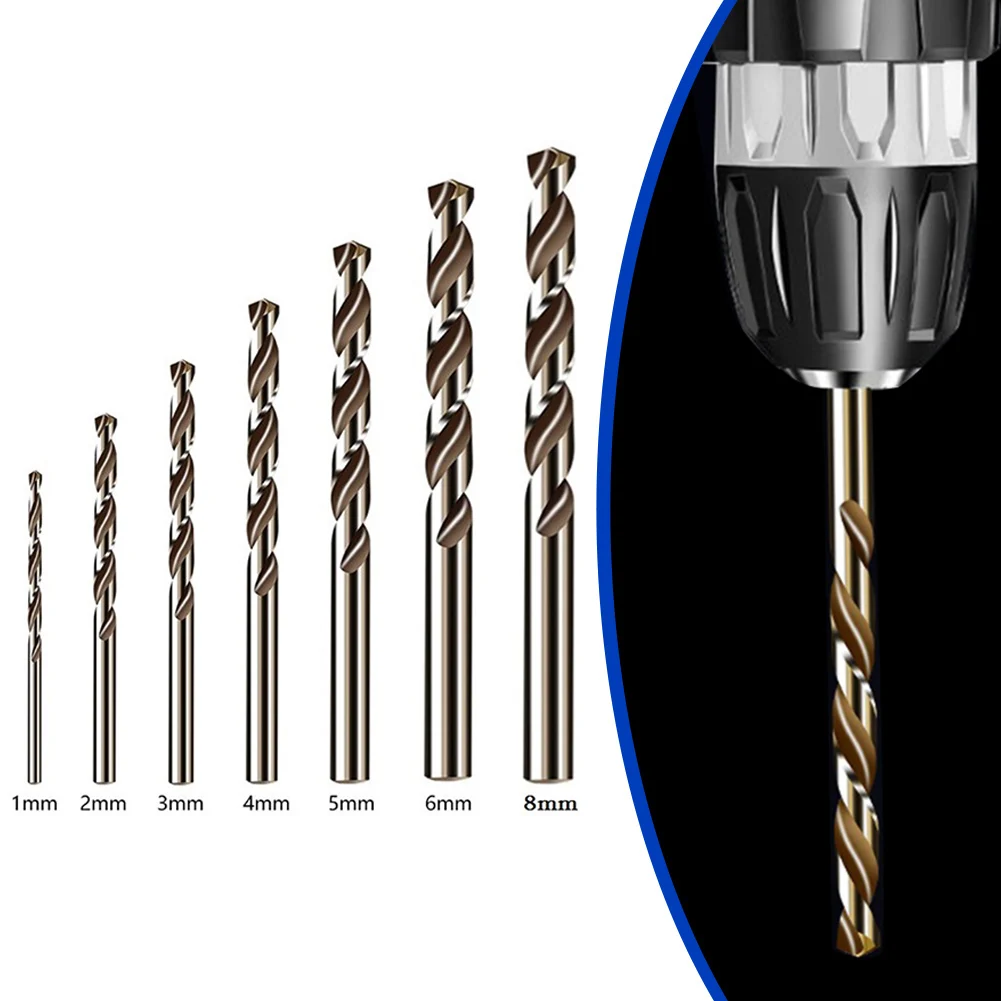 7pcs HSS M35 Cobalt Drill Bit 1/2/3/4/5/6/8mm For Metal Stainless Steel Drilling For Metalworking Woodworking Power Tool Parts
7pcs HSS M35 Cobalt Drill Bit 1/2/3/4/5/6/8mm For Metal Stainless Steel Drilling For Metalworking Woodworking Power Tool Parts