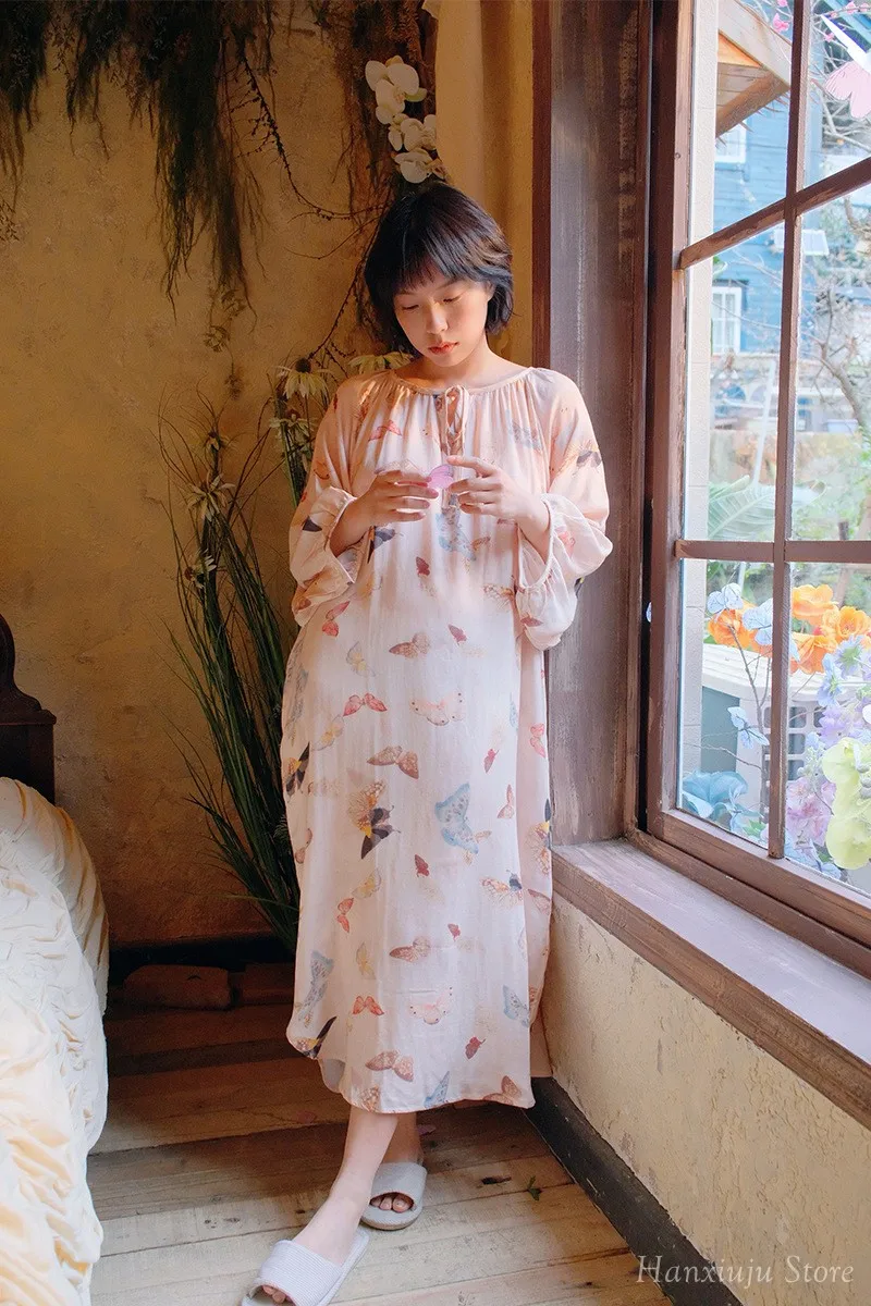 Hanxiuju Vintage Long Sleeve Nightgowns For Women Soft Viscose Cotton Nightwear Ladies Elegant Dress Spring Autumn 7 Sc24225ae8c374b3bbb3af4098089b874o