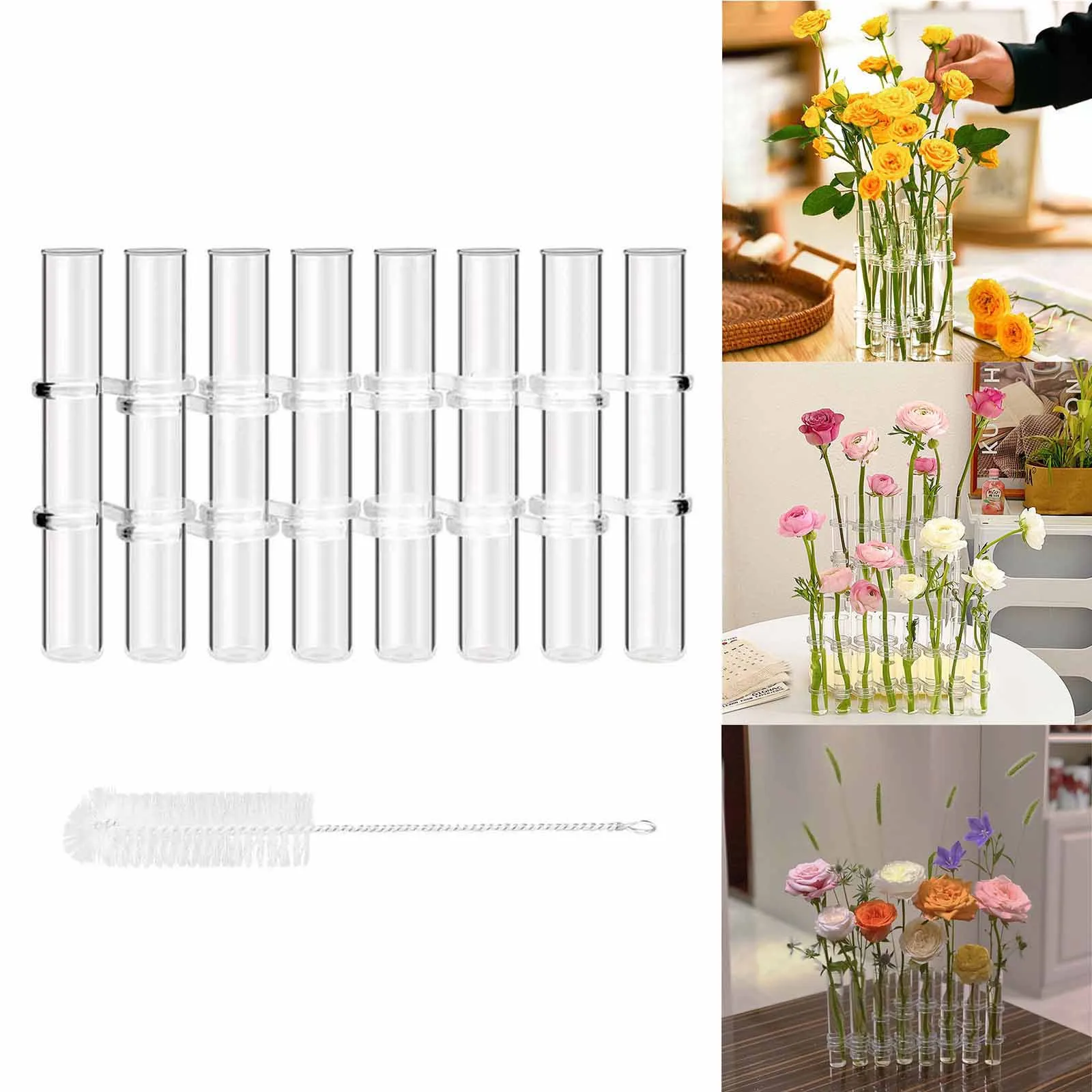 Hinged Flower Vase Hydroponic Test Tube VaseFlower Arranging ContainerPlant Display Holder Set Table Centerpieces Vase Brush
Hinged Flower Vase Hydroponic Test Tube VaseFlower Arranging ContainerPlant Display Holder Set Table Centerpieces Vase Brush