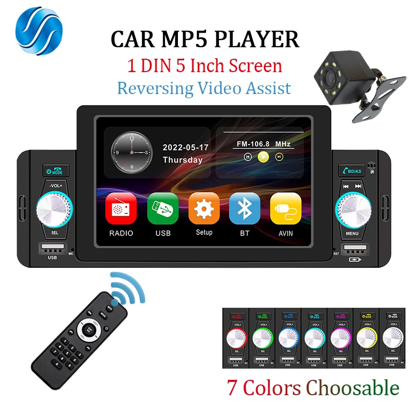 SINOVCLE Car 1 Din Radio Stereo 5 Inch HD Touch Screen Bluetooth Auto Multimedia MP5 Player FM Receiver USB Mirror Link
SINOVCLE Car 1 Din Radio Stereo 5 Inch HD Touch Screen Bluetooth Auto Multimedia MP5 Player FM Receiver USB Mirror Link